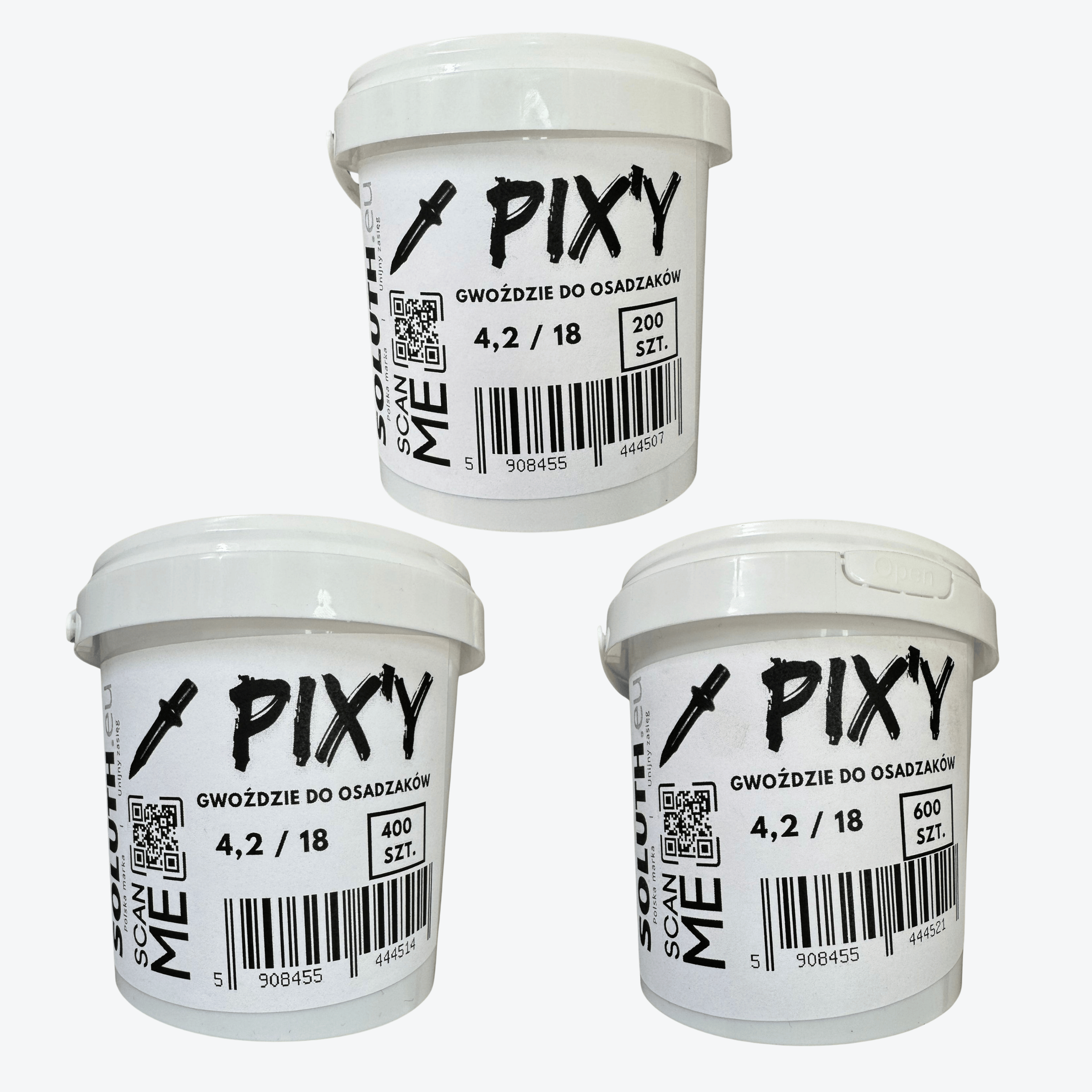 Gwoździe Pixy do osadzaka SDS 4,2x18 mm 200 400 600 szt porównanie opakowań